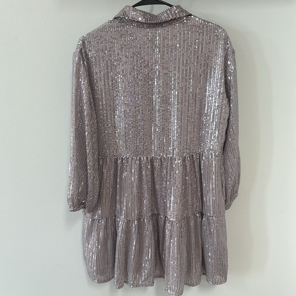 The Bettina Tiered Shirt Dress by Maeve: Mini Sequin Edition - Picture 4 of 7